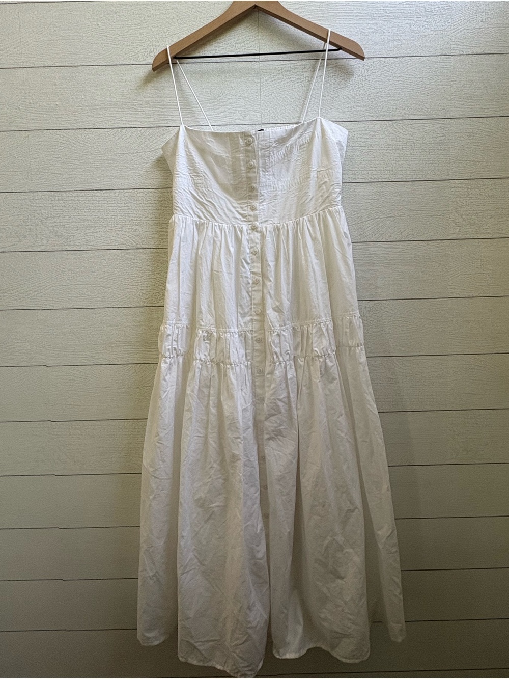 J.Crew White Cotton Poplin Midi Dress Size 12 A-Line Button Front Coastal Chic - Picture 5 of 16